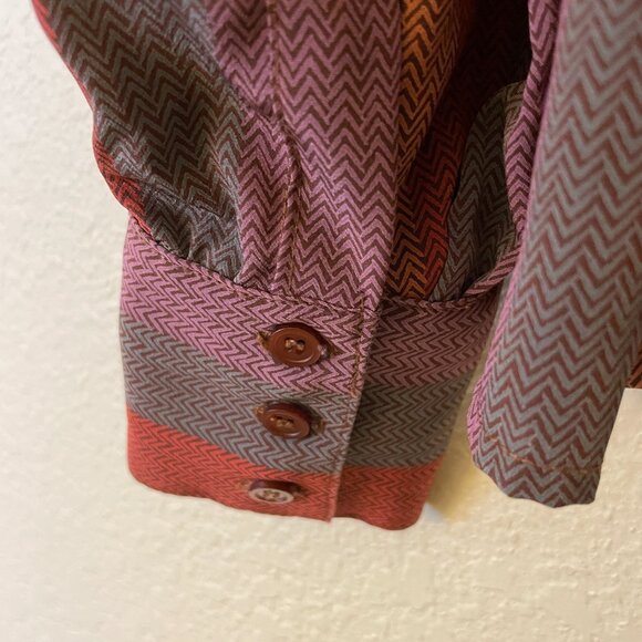 Vintage 70s Retro Secretary Blouse Regina Porter Striped 2 Piece Skirt Set XS/S - Picture 10 of 16